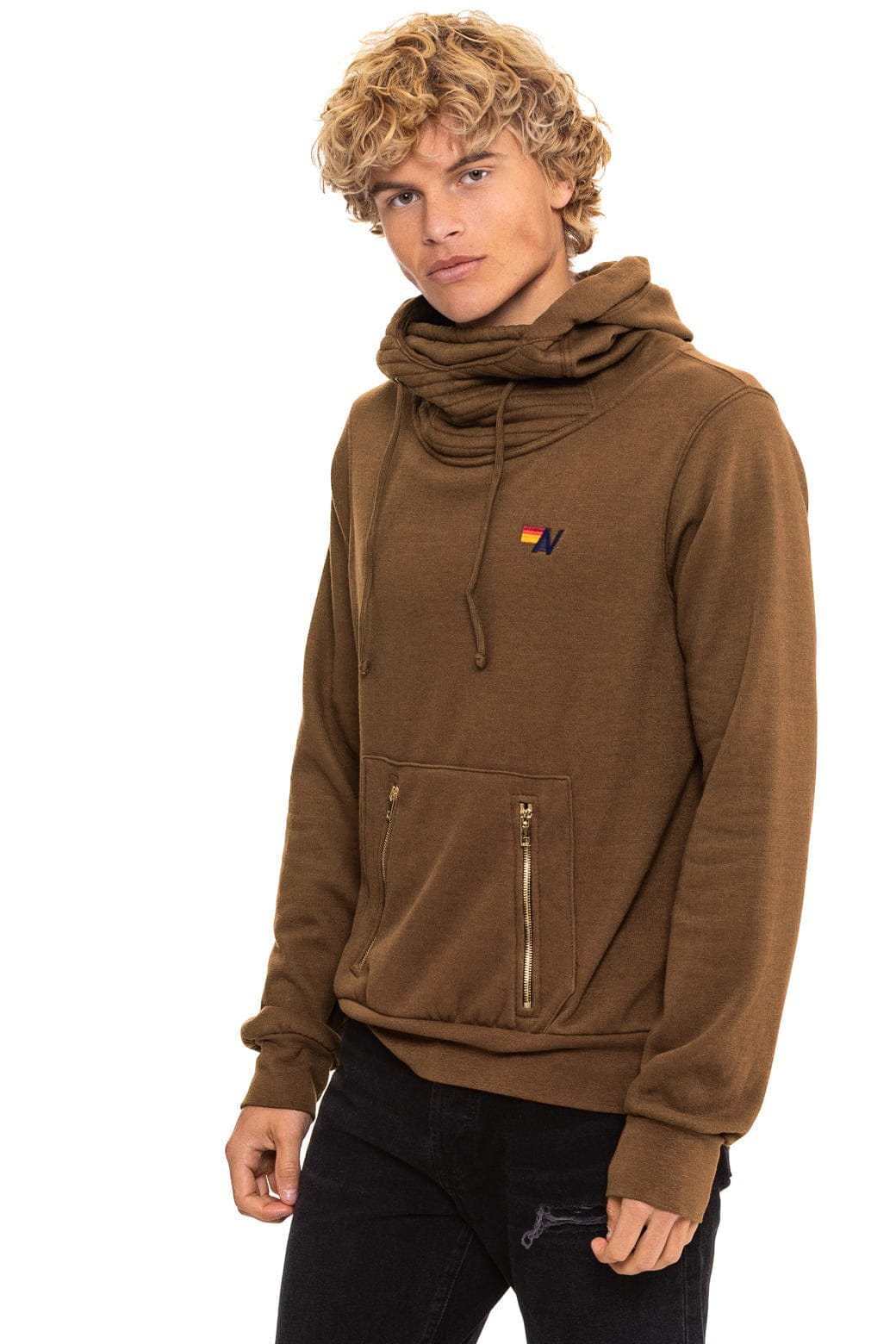 Retro NINJA PULLOVER HOODIE - CHOCOLATE