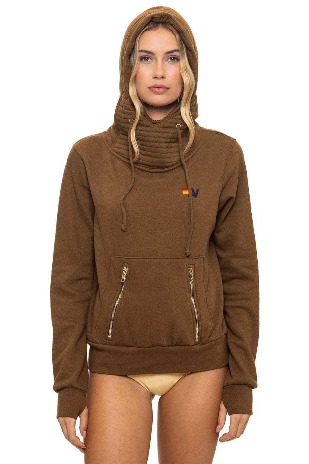 Retro NINJA PULLOVER HOODIE - CHOCOLATE