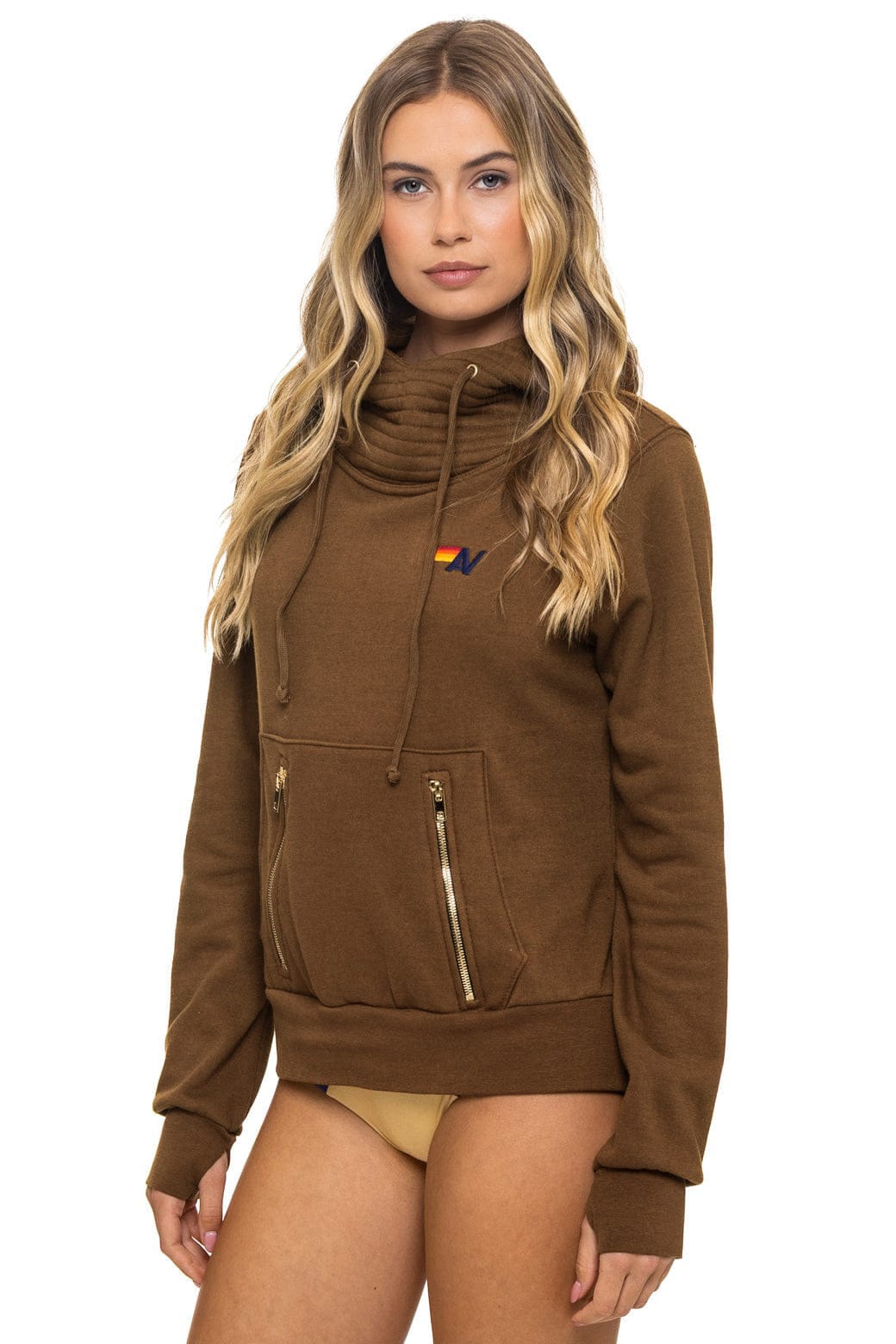 Retro NINJA PULLOVER HOODIE - CHOCOLATE