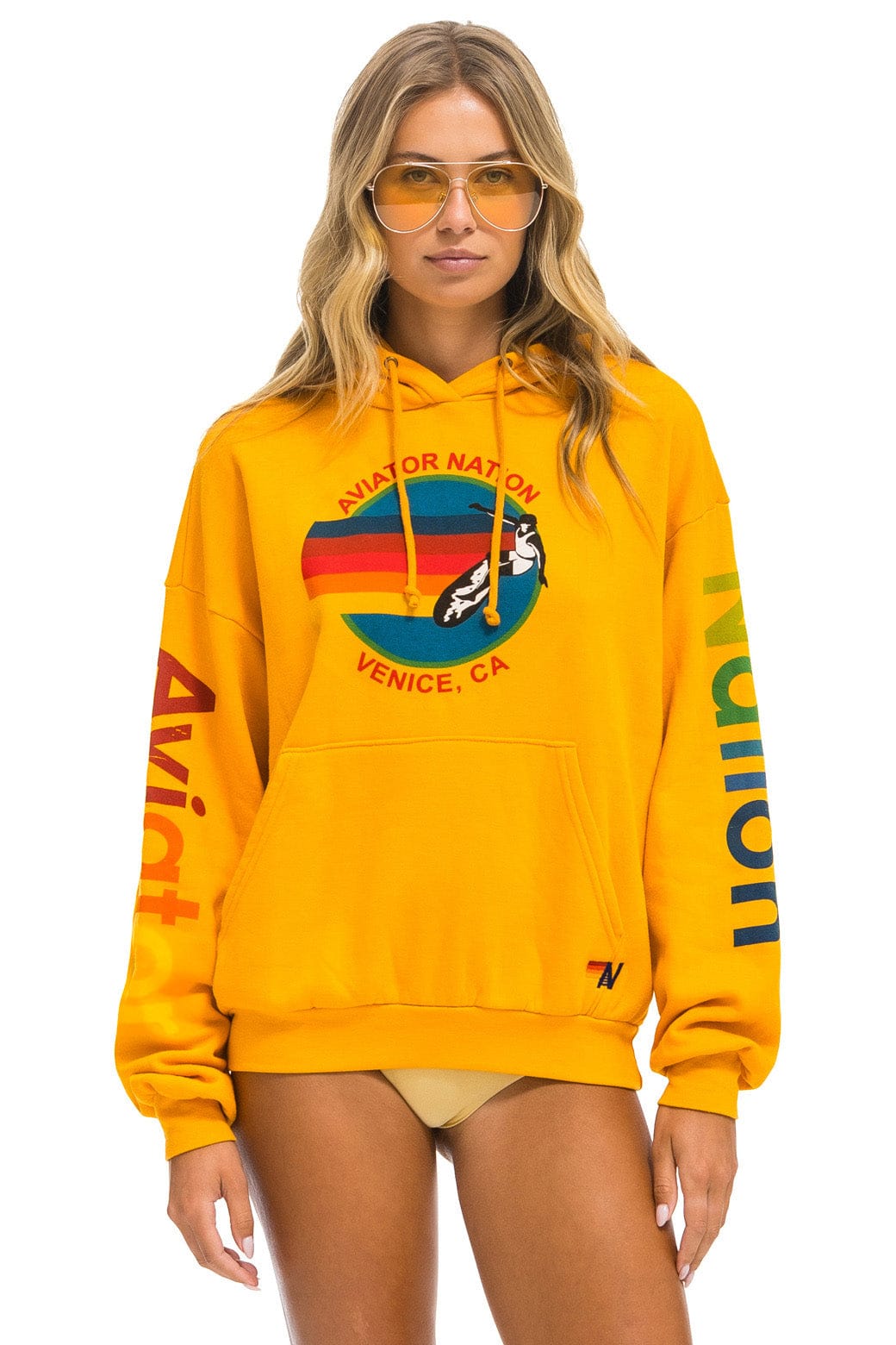 Retro AVIATOR NATION RELAXED VENICE PULLOVER HOODIE - GOLD