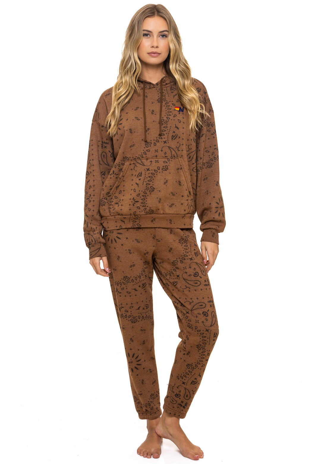 Retro BANDANA RELAXED PULLOVER HOODIE - CINNAMON