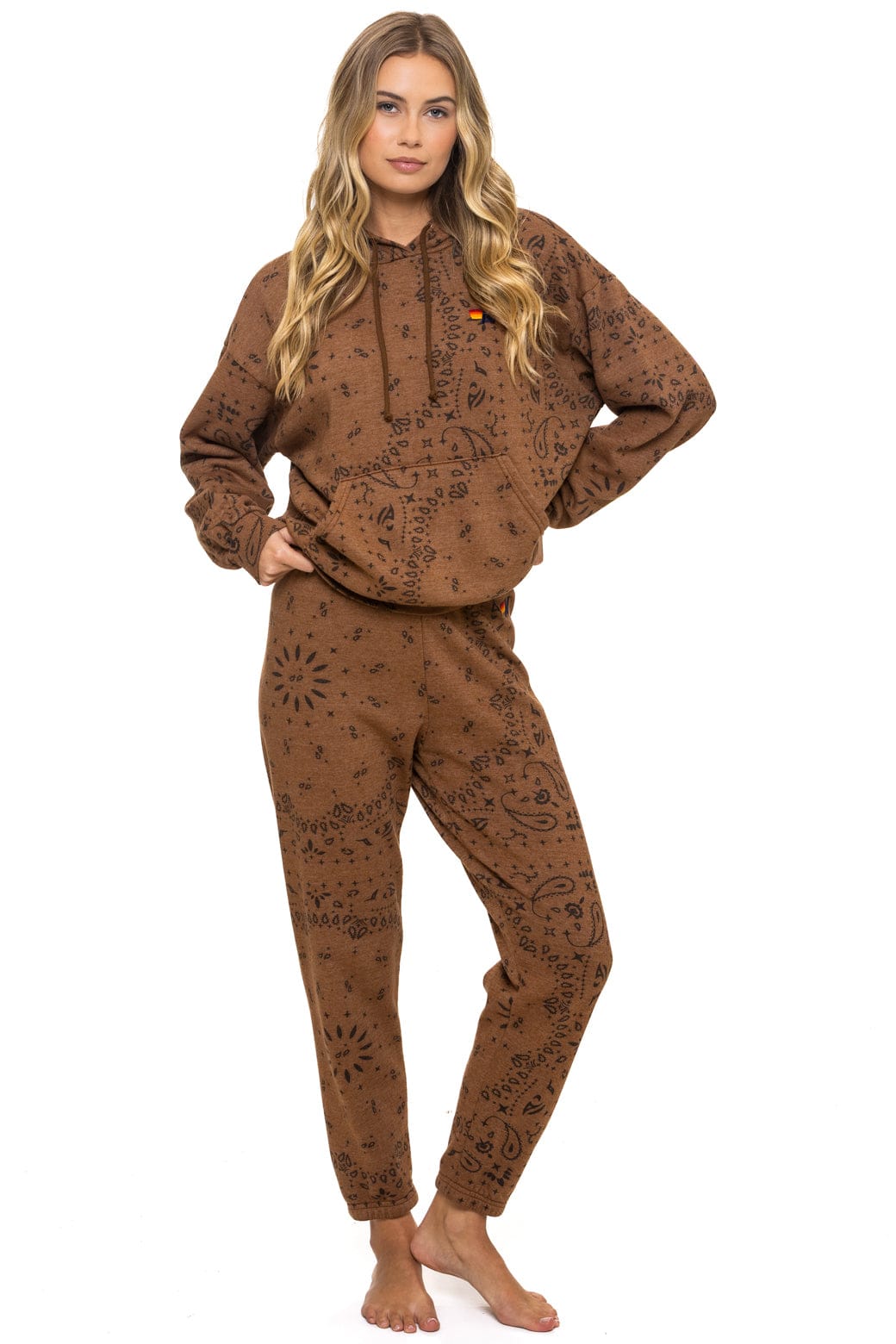 Retro BANDANA RELAXED PULLOVER HOODIE - CINNAMON