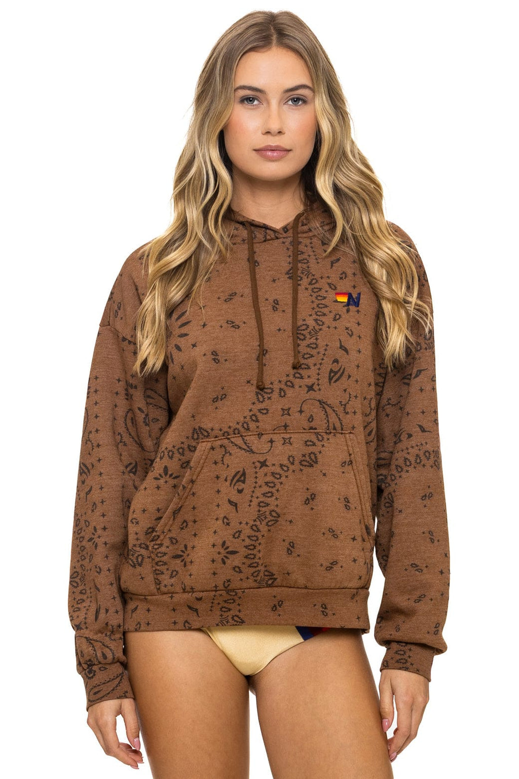 Retro BANDANA RELAXED PULLOVER HOODIE - CINNAMON
