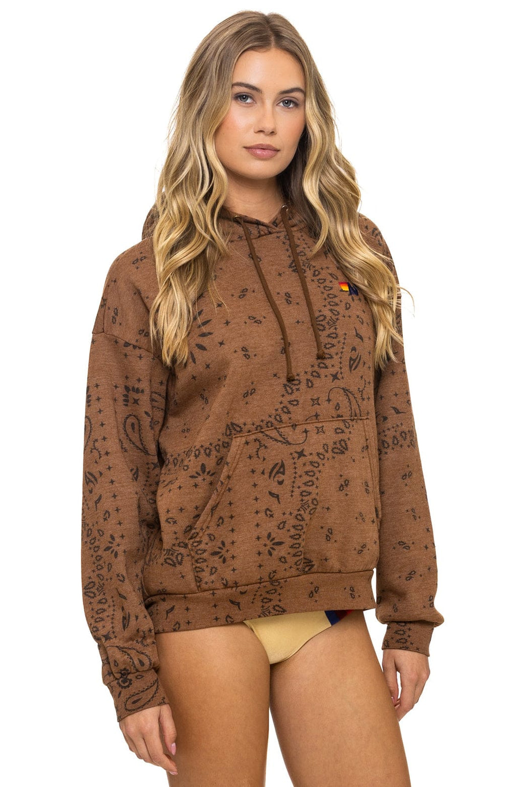 Retro BANDANA RELAXED PULLOVER HOODIE - CINNAMON