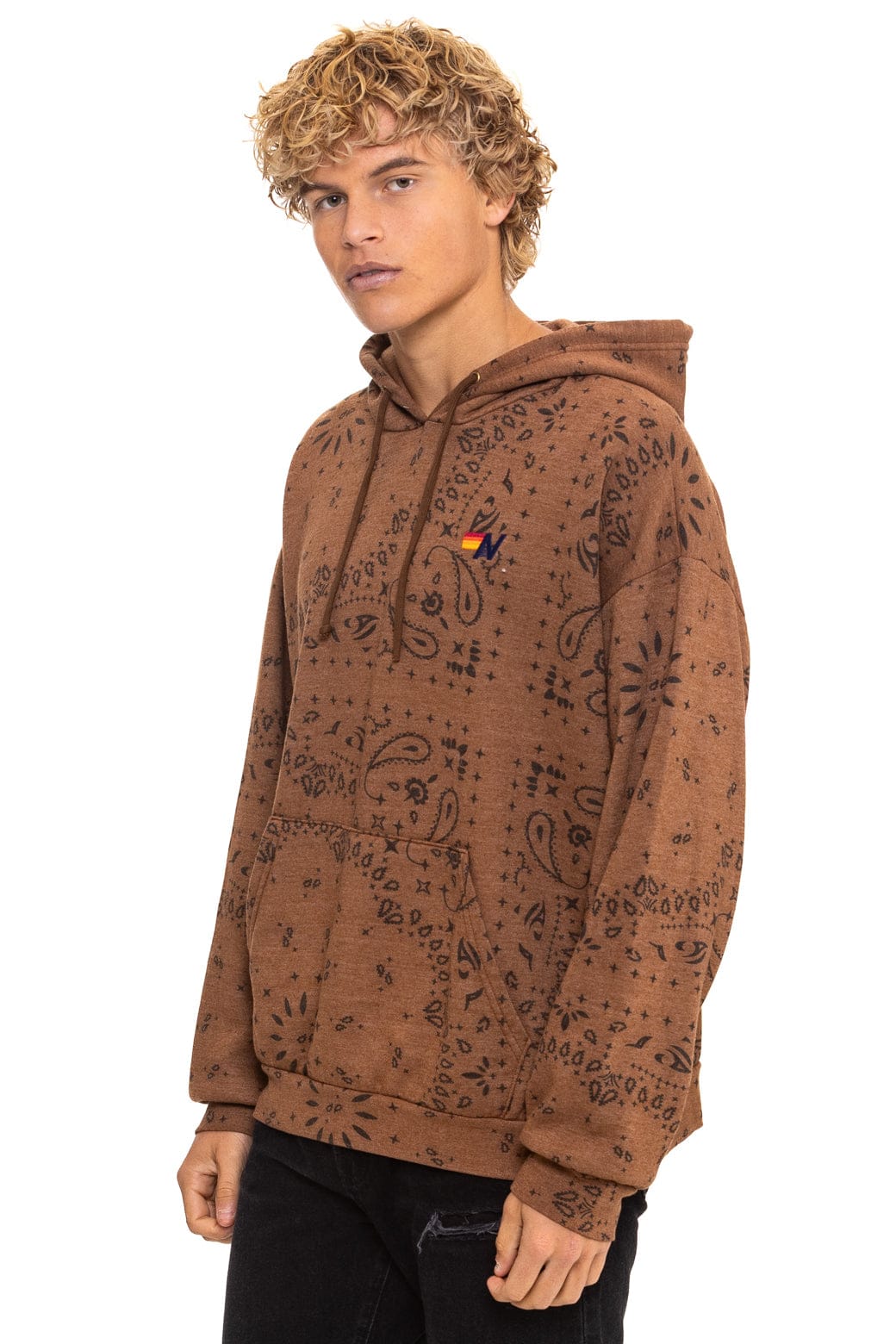 Retro BANDANA RELAXED PULLOVER HOODIE - CINNAMON