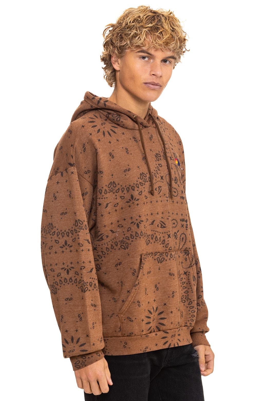 Retro BANDANA RELAXED PULLOVER HOODIE - CINNAMON