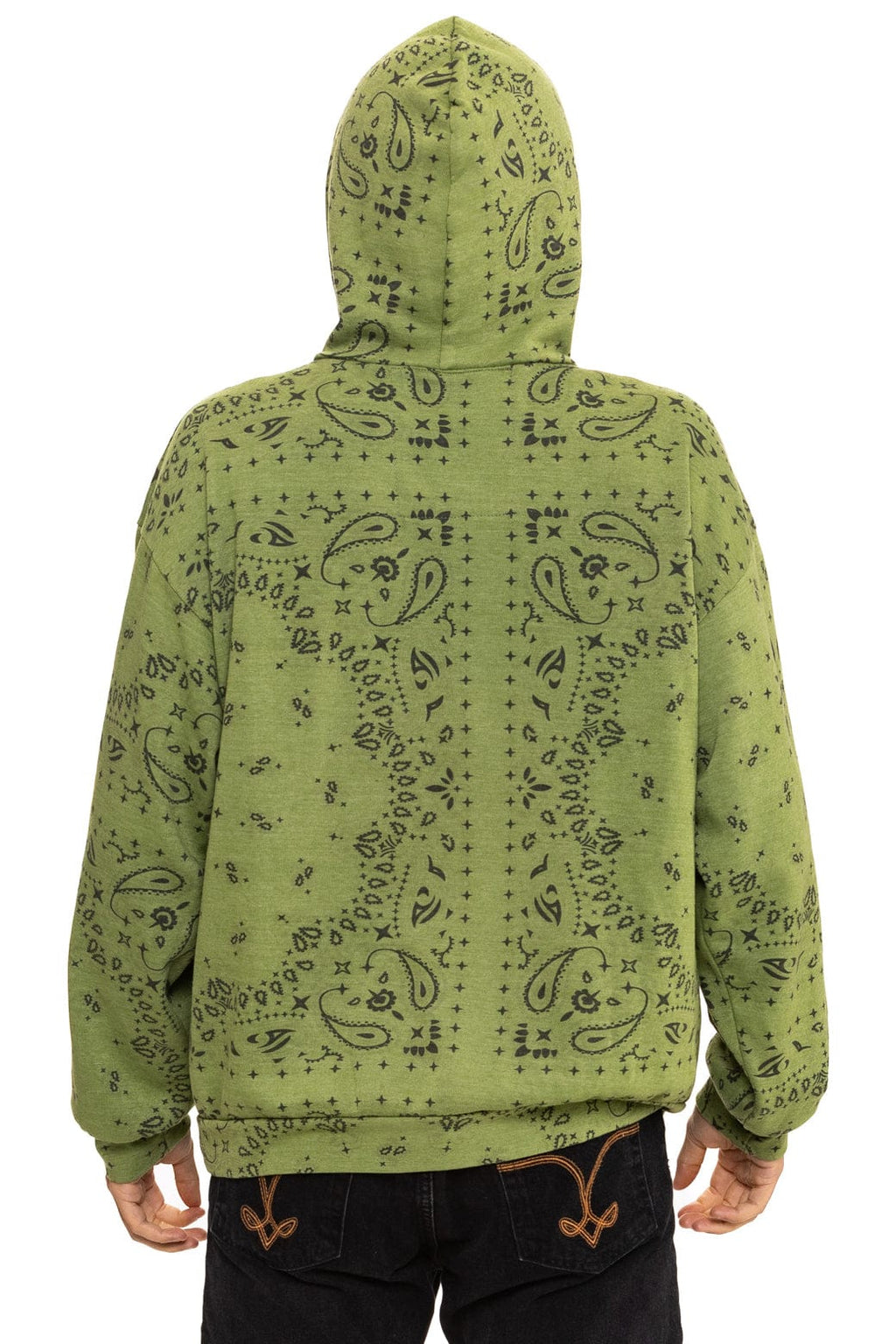Retro BANDANA RELAXED PULLOVER HOODIE - JUNGLE GREEN