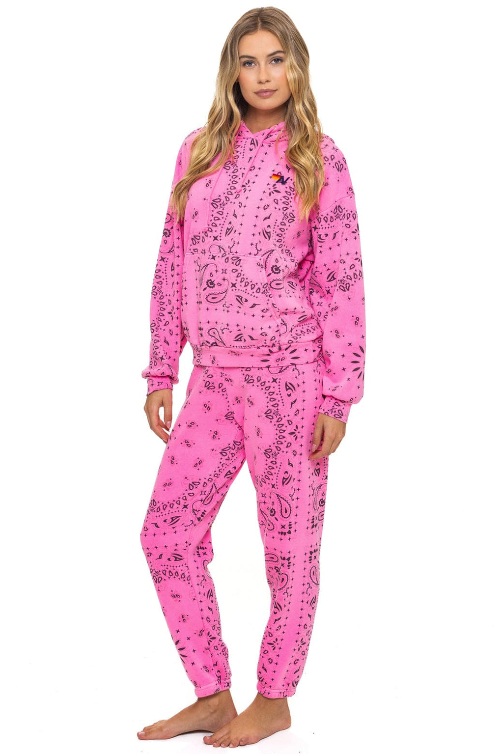 Retro BANDANA SWEATPANTS - NEON PINK