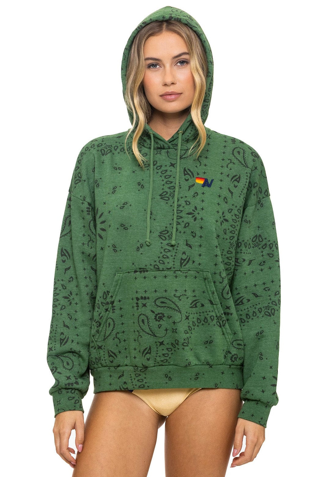 Retro BANDANA RELAXED PULLOVER HOODIE - PALM