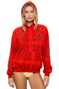 Retro BANDANA RELAXED PULLOVER HOODIE - RED