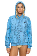 Retro BANDANA RELAXED PULLOVER HOODIE - SKY