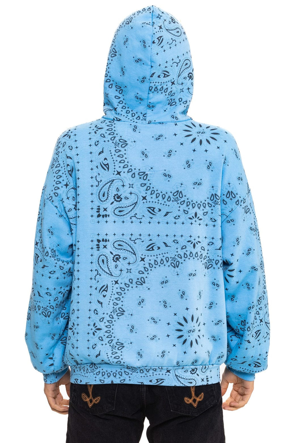 Retro BANDANA RELAXED PULLOVER HOODIE - SKY