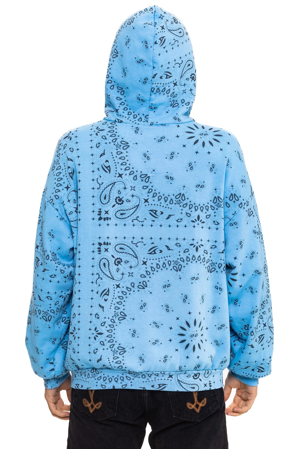 Retro BANDANA RELAXED PULLOVER HOODIE - SKY