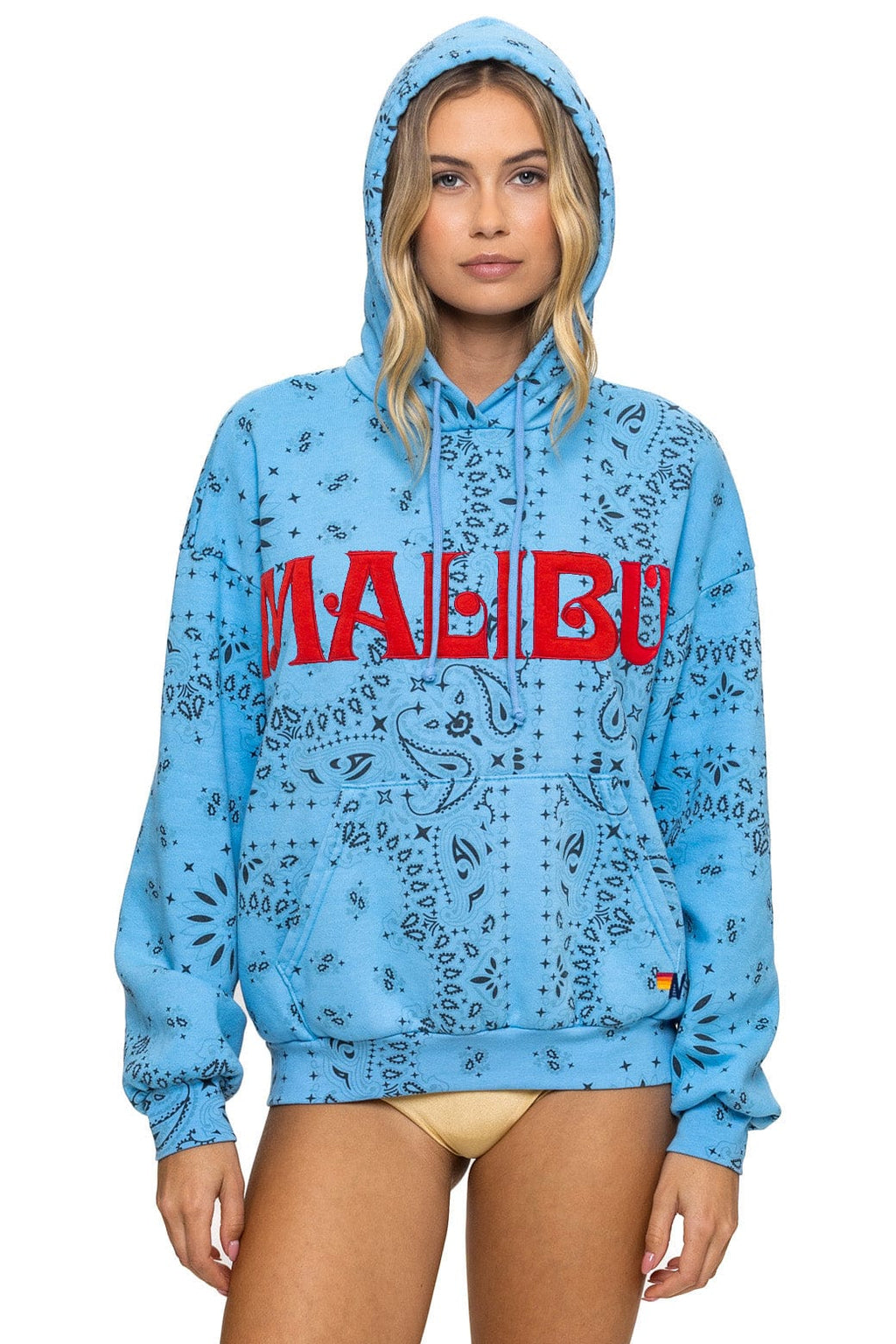 Retro BANDANA MALIBU RELAXED PULLOVER HOODIE - SKY