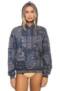Retro BANDANA QUILTED RELAXED PULLOVER HOODIE - CHARCOAL