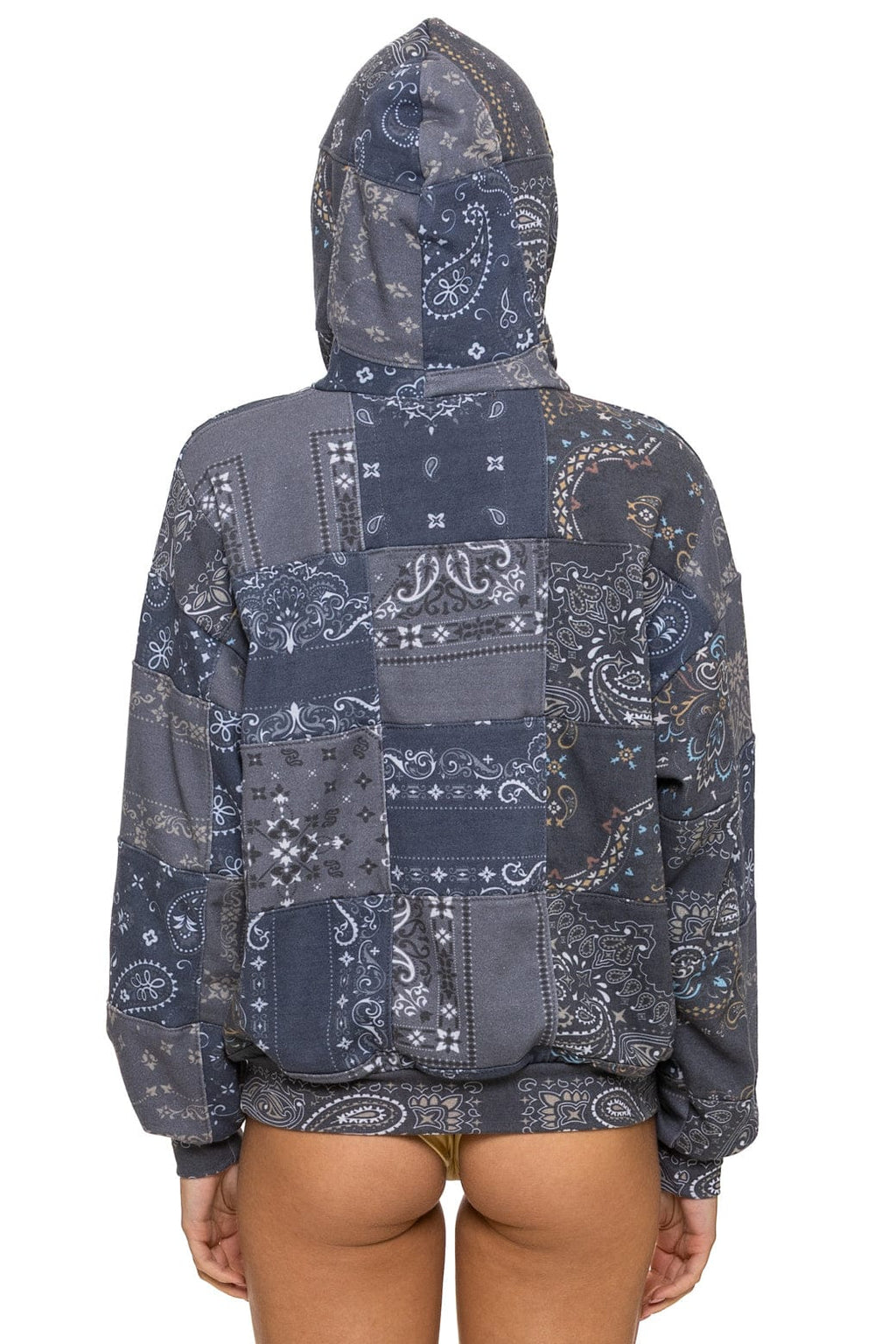 Retro BANDANA QUILTED RELAXED PULLOVER HOODIE - CHARCOAL