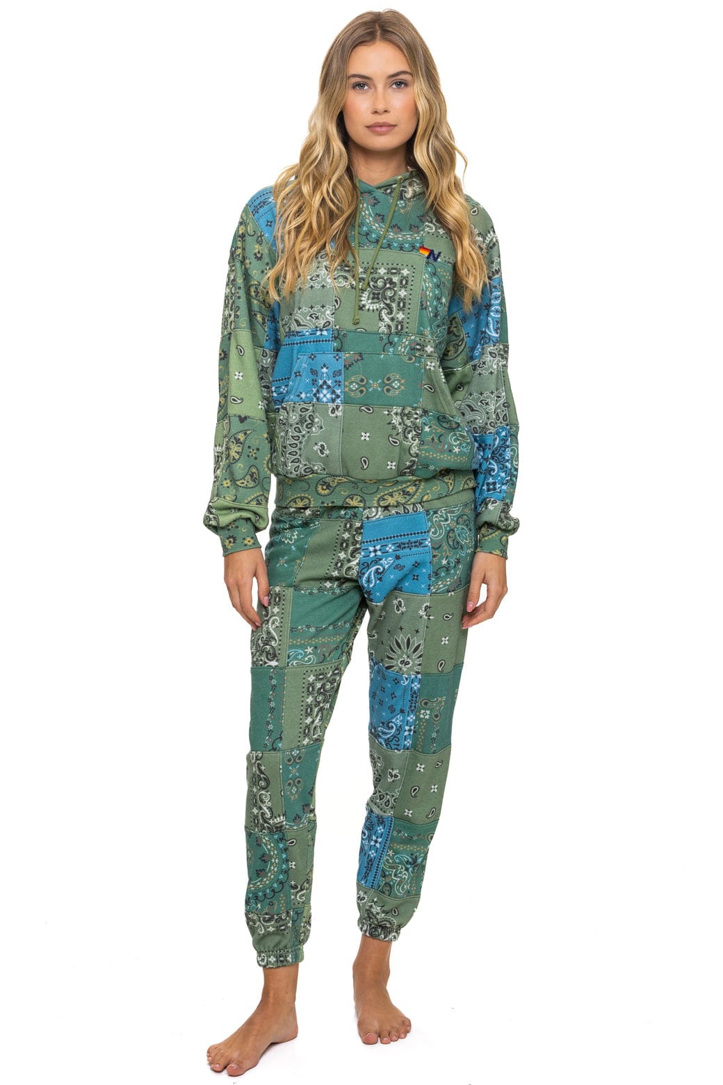 Retro BANDANA QUILTED SWEATPANTS - GREEN