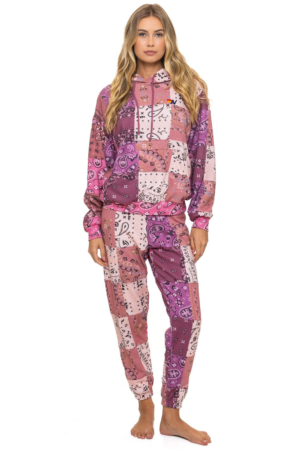 Retro BANDANA QUILTED SWEATPANTS - PINK