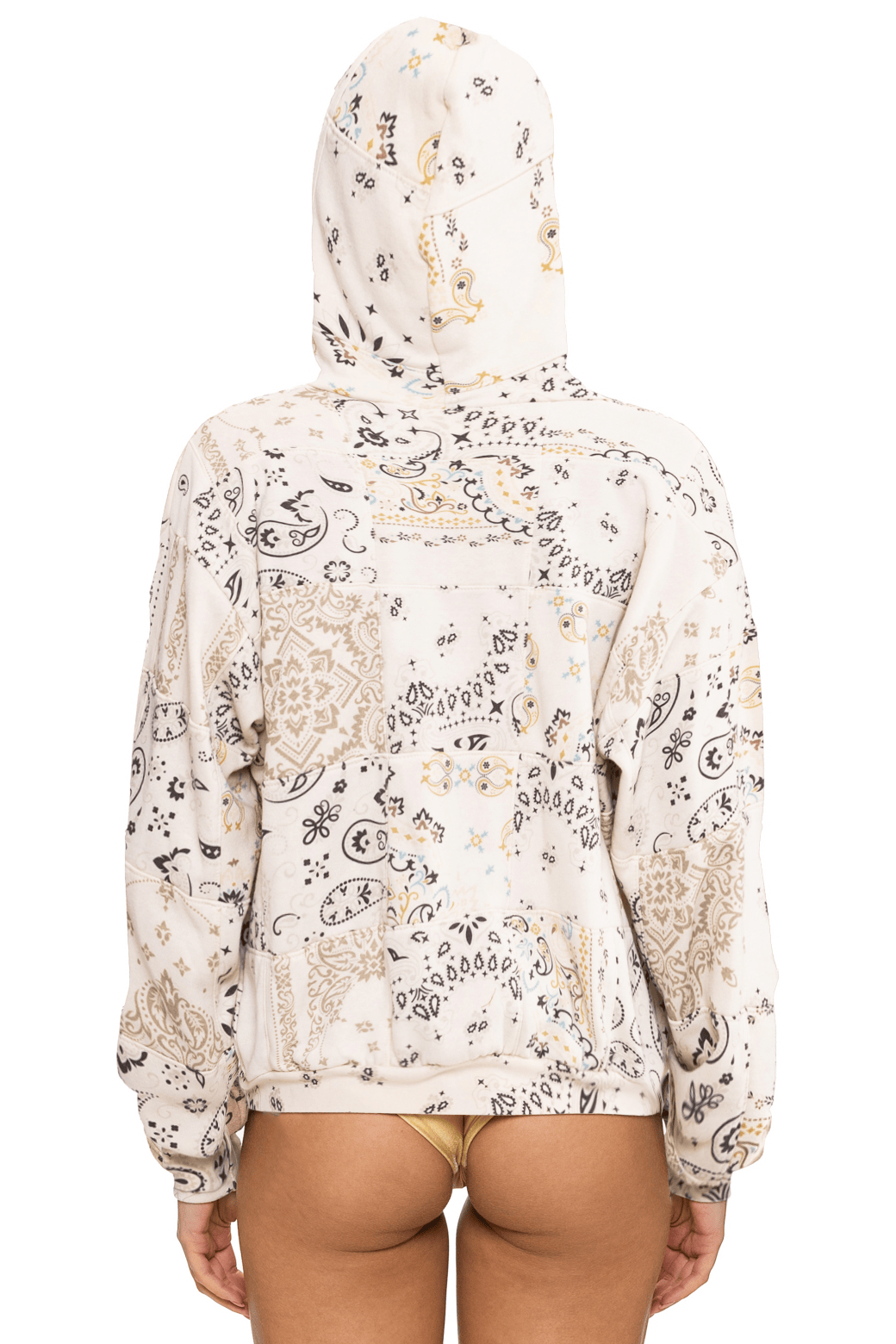 Retro BANDANA QUILTED RELAXED PULLOVER HOODIE - VINTAGE WHITE