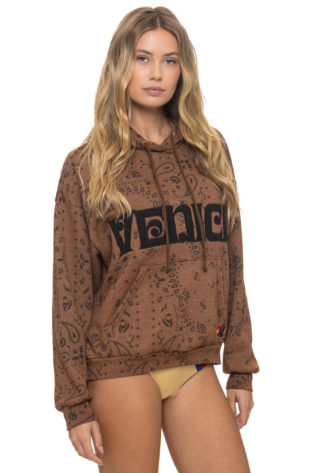 Retro BANDANA VENICE RELAXED PULLOVER HOODIE - CINNAMON