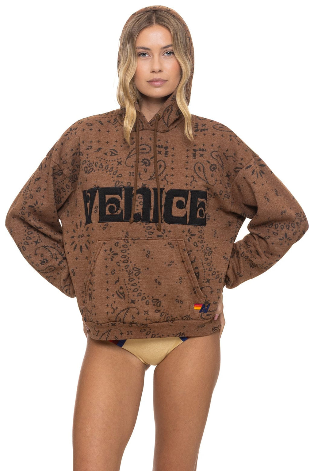 Retro BANDANA VENICE RELAXED PULLOVER HOODIE - CINNAMON