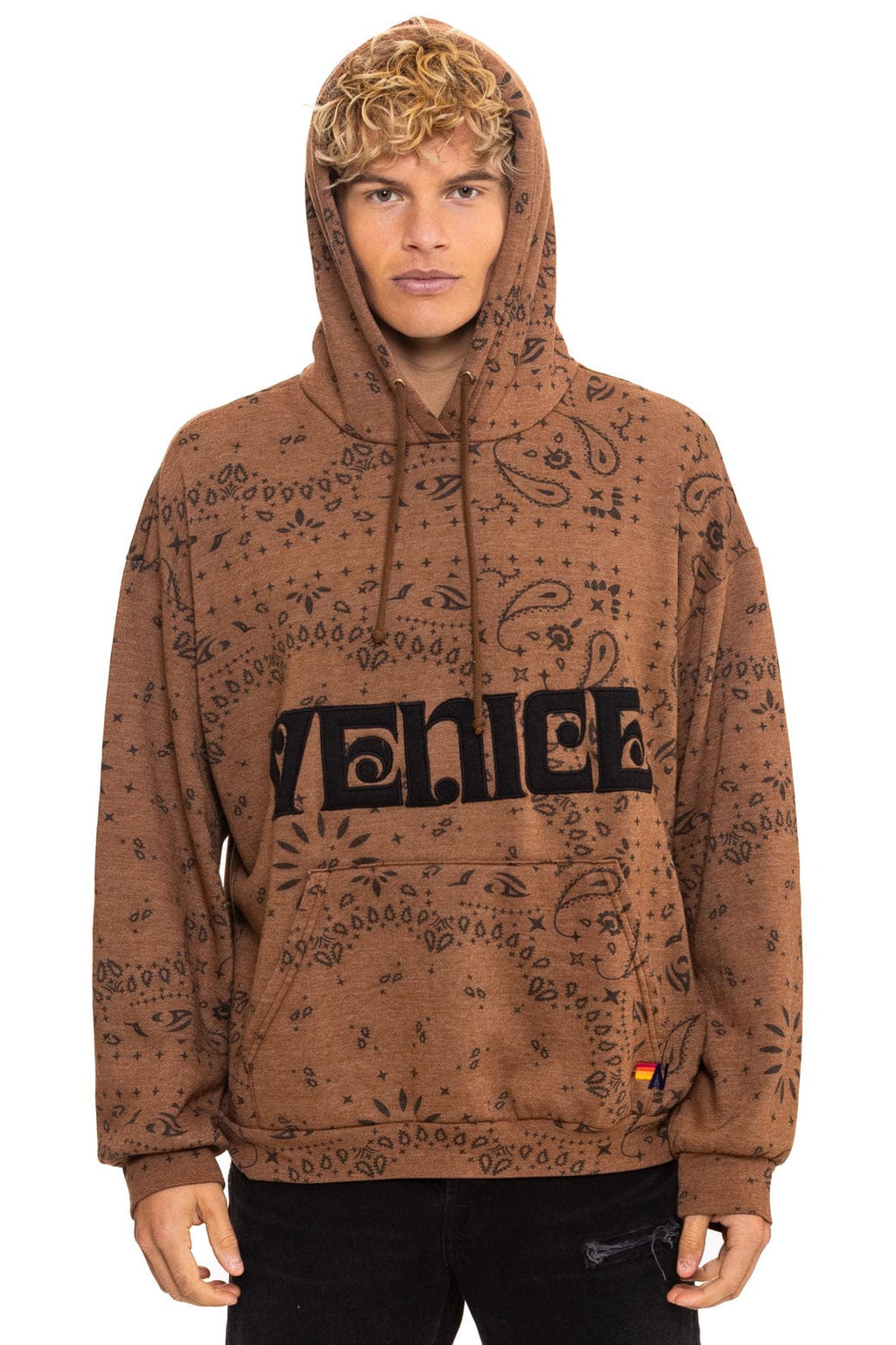 Retro BANDANA VENICE RELAXED PULLOVER HOODIE - CINNAMON