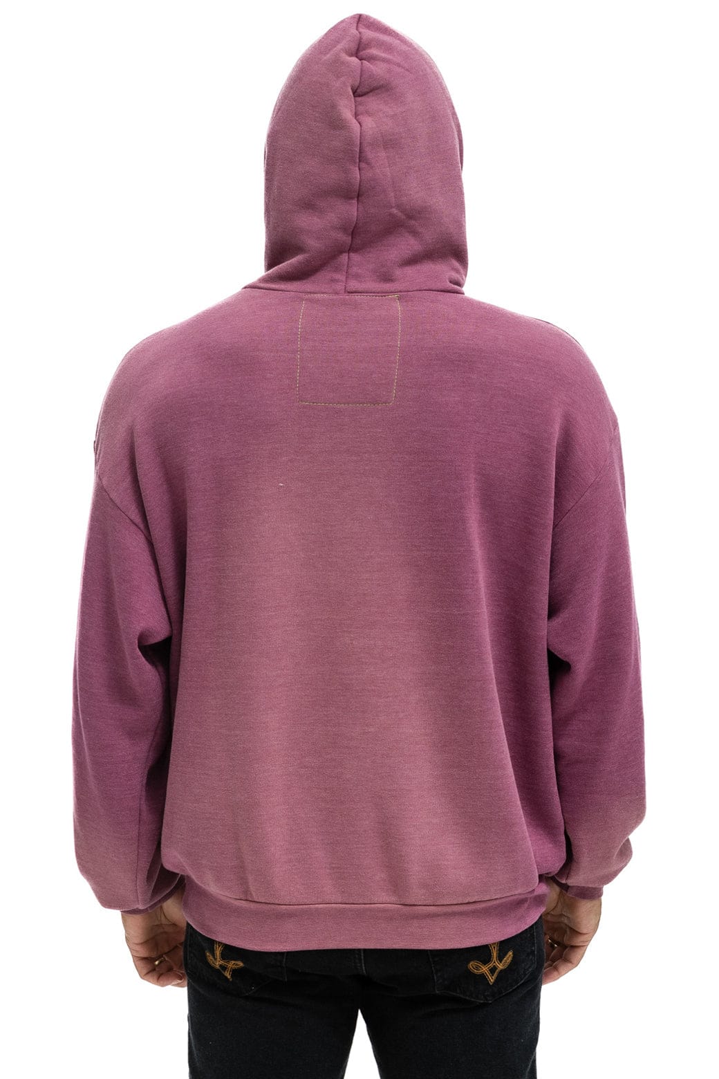 Retro BOLT BULLSEYE PATCH PULLOVER RELAXED HOODIE - FADED BERRY
