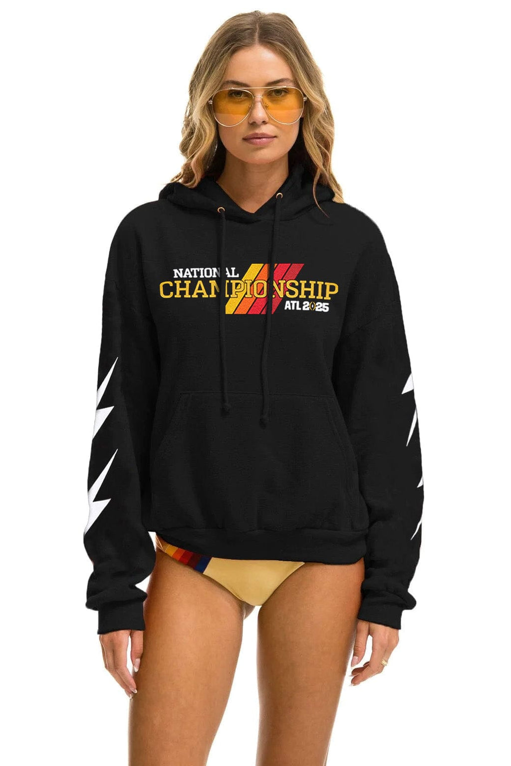 Retro CFP NATIONAL CHAMPIONSHIP 2025 UNISEX RELAXED PULLOVER HOODIE - BLACK