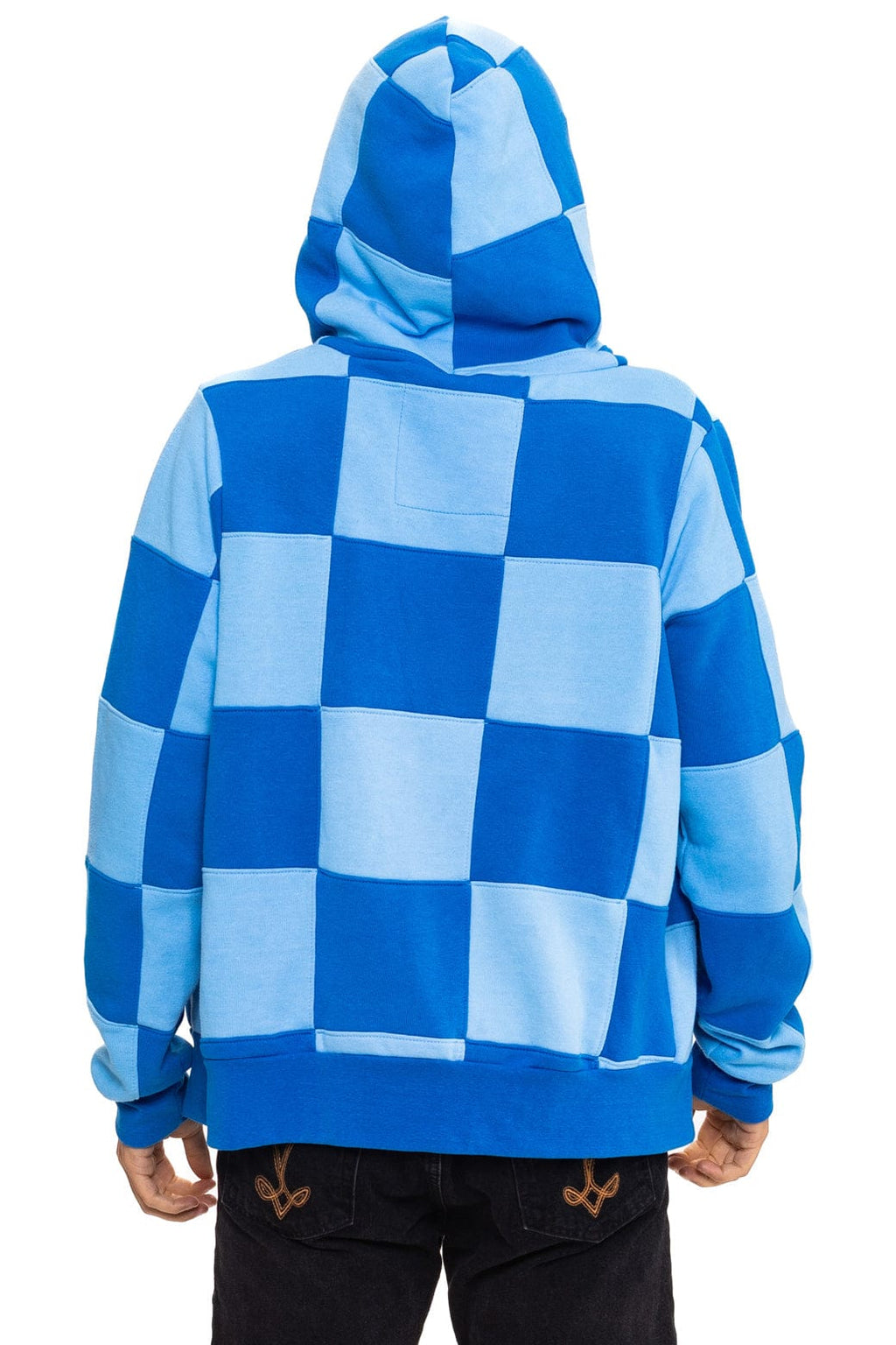 Retro CHECK QUILT ZIP HOODIE - SKY ADVENTURE BLUE