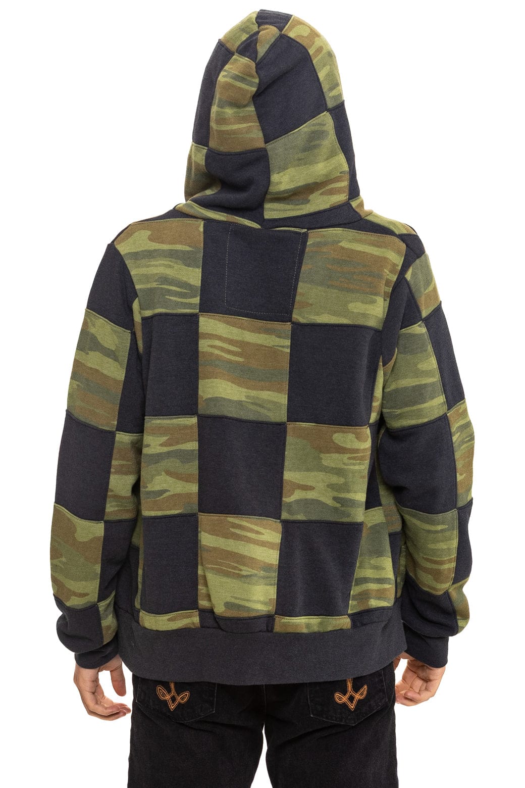 Retro CHECK QUILT ZIP HOODIE - SMOKE CAMO