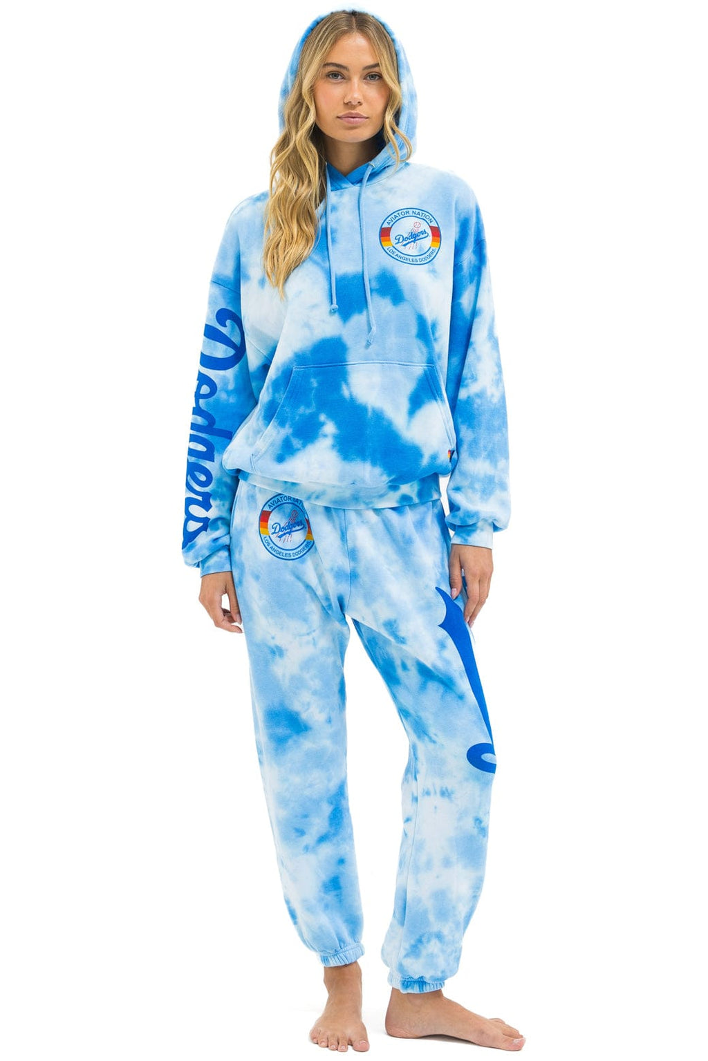 Retro LOS ANGELES DODGERS HAND DYED SWEATPANTS - TIE DYE BLUE