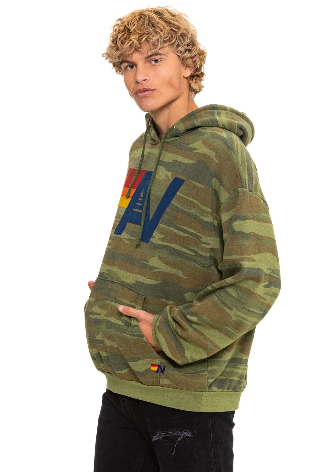 Retro LOGO PULLOVER RELAXED HOODIE - CAMO
