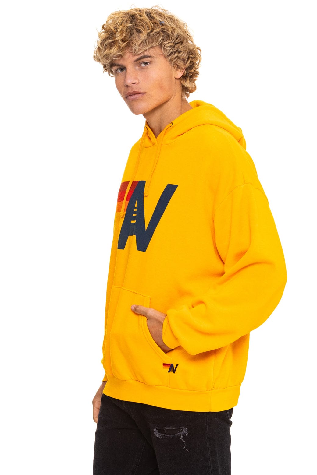 Retro LOGO PULLOVER RELAXED HOODIE - GOLD