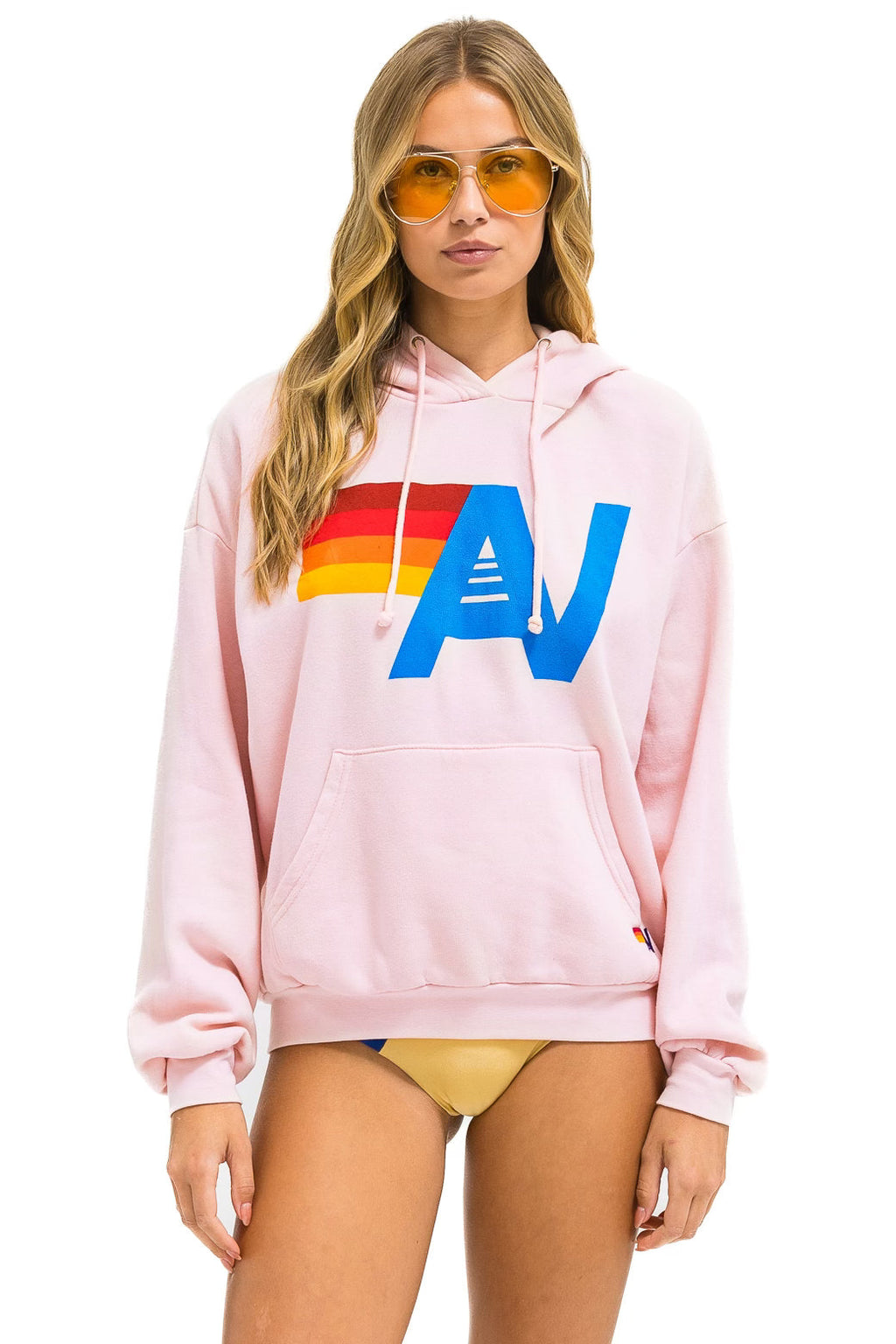 Retro LOGO PULLOVER RELAXED HOODIE - LIGHT PINK