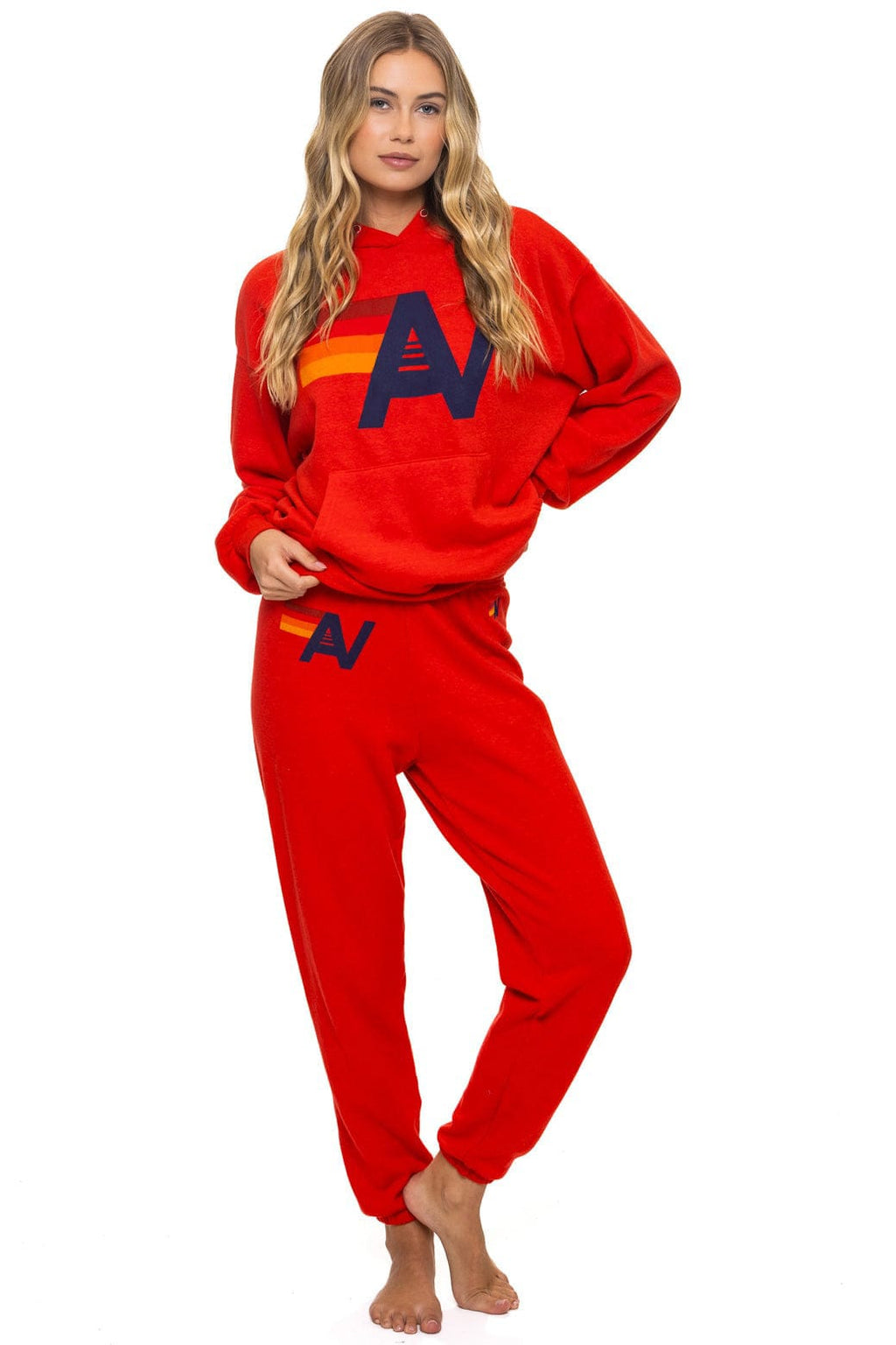 Retro LOGO PULLOVER RELAXED HOODIE - RED