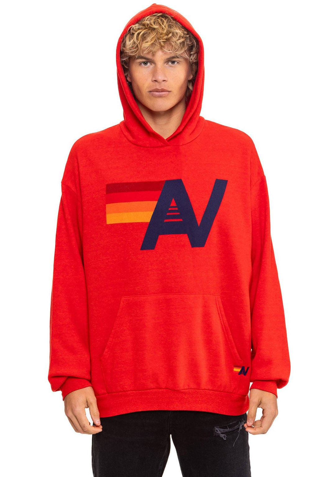 Retro LOGO PULLOVER RELAXED HOODIE - RED