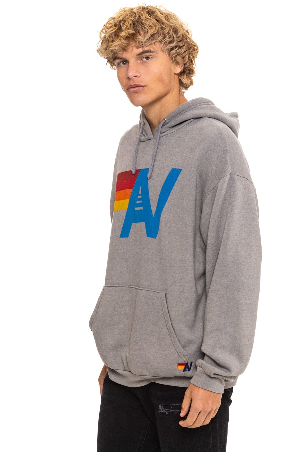 Retro LOGO PULLOVER RELAXED HOODIE - SLATE