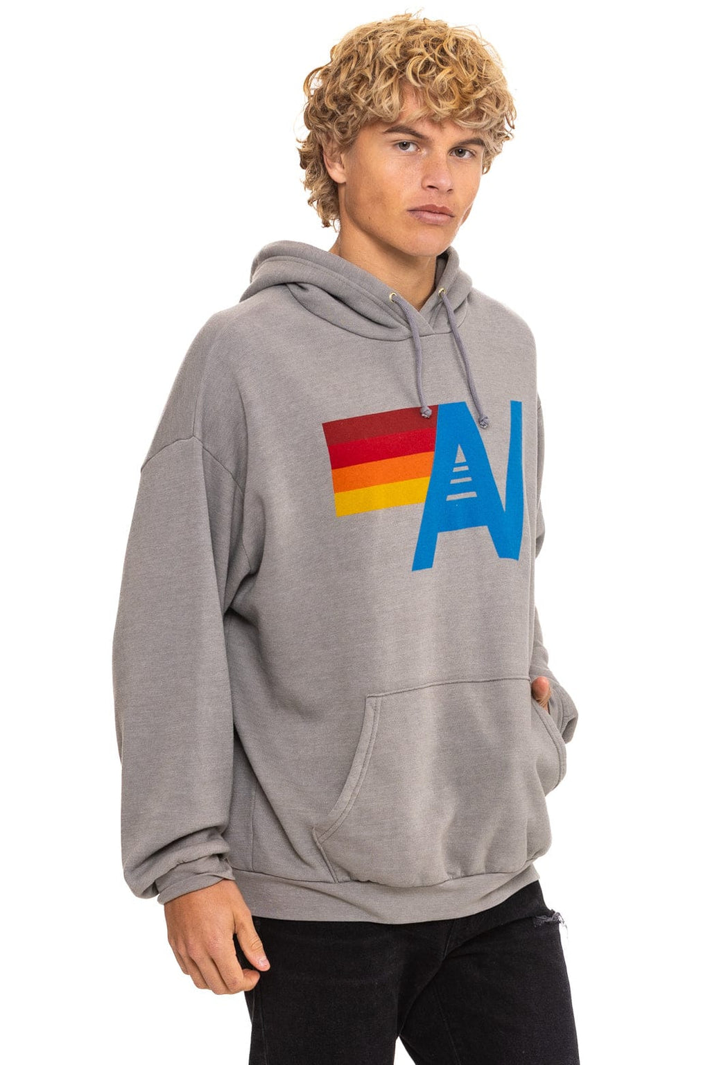 Retro LOGO PULLOVER RELAXED HOODIE - SLATE