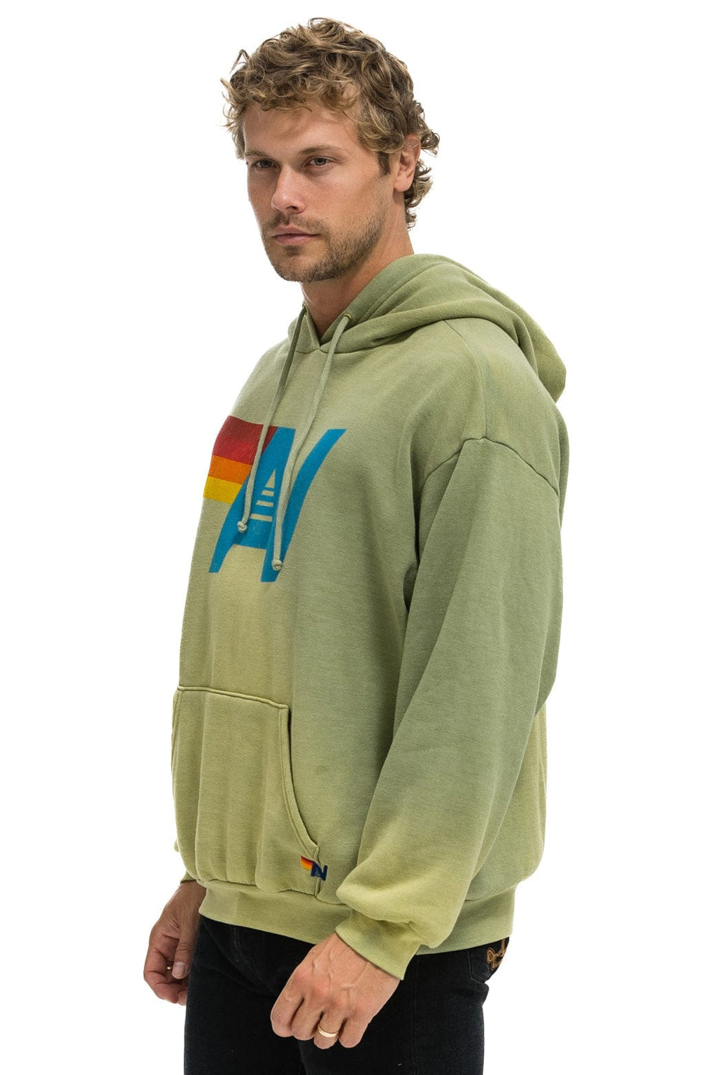 Retro VINTAGE LOGO RELAXED PULLOVER HOODIE - FADED ARMY