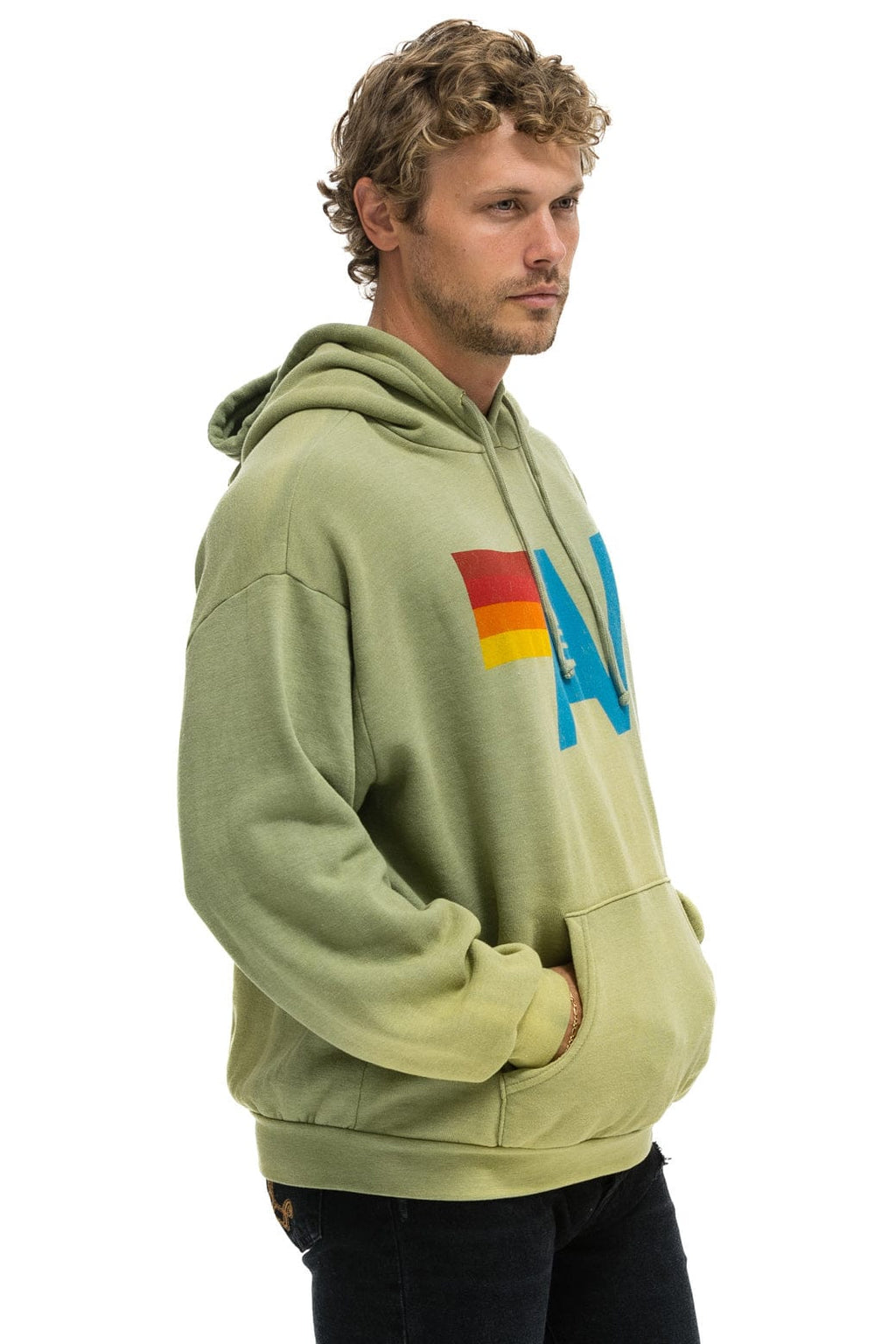 Retro VINTAGE LOGO RELAXED PULLOVER HOODIE - FADED ARMY