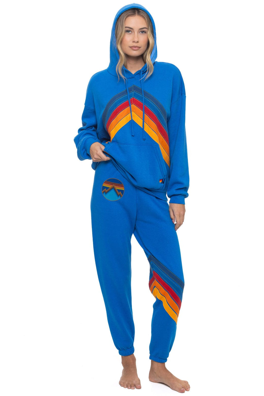 Retro MOUNTAIN STITCH CHEVRON PULLOVER HOODIE RELAXED - ADVENTURE BLUE