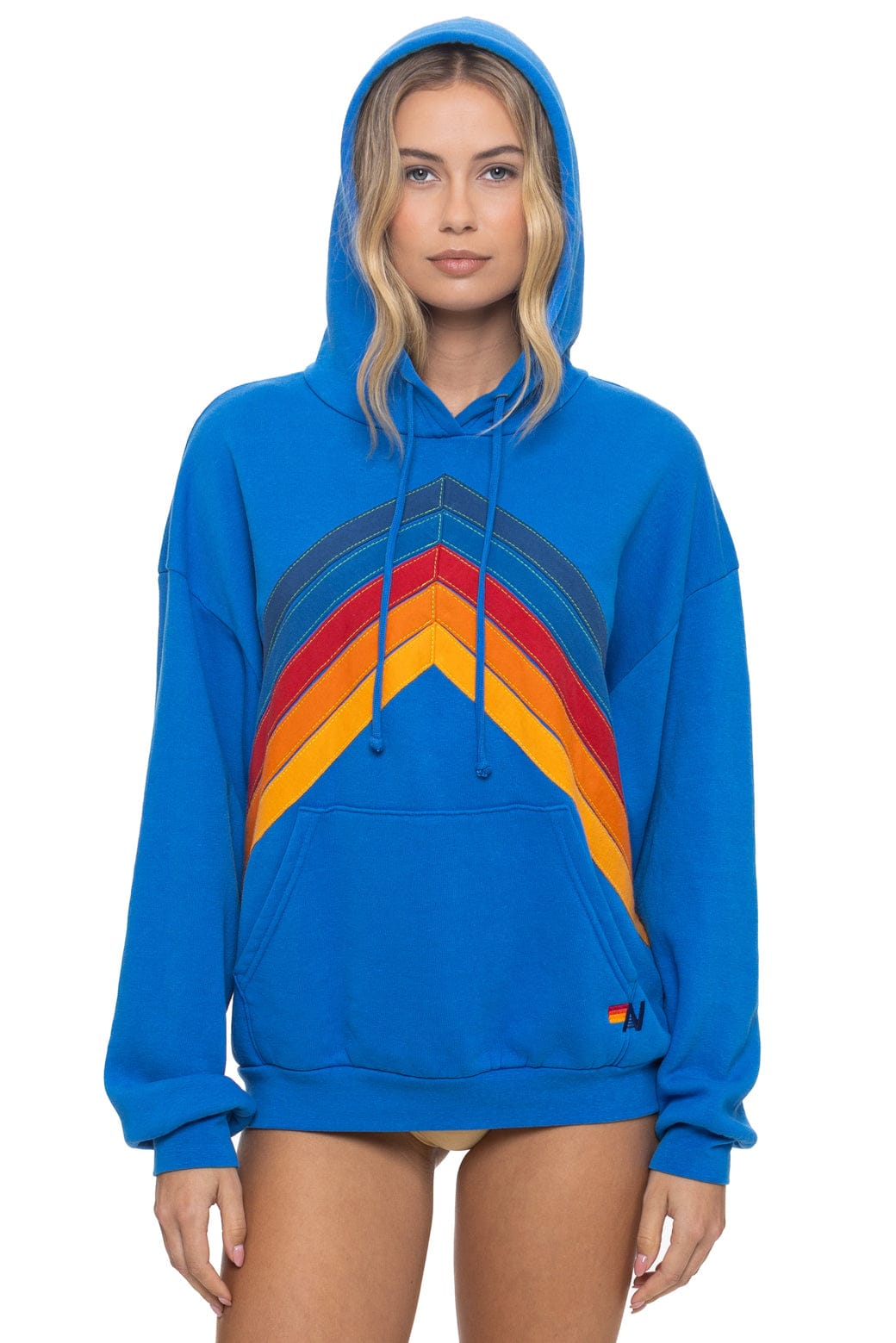 Retro MOUNTAIN STITCH CHEVRON PULLOVER HOODIE RELAXED - ADVENTURE BLUE
