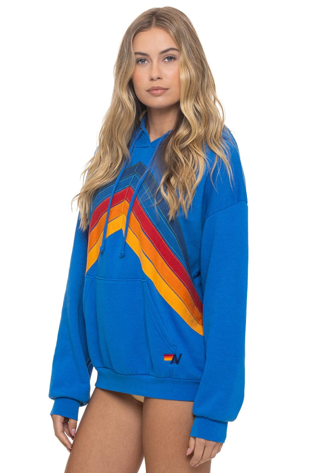 Retro MOUNTAIN STITCH CHEVRON PULLOVER HOODIE RELAXED - ADVENTURE BLUE