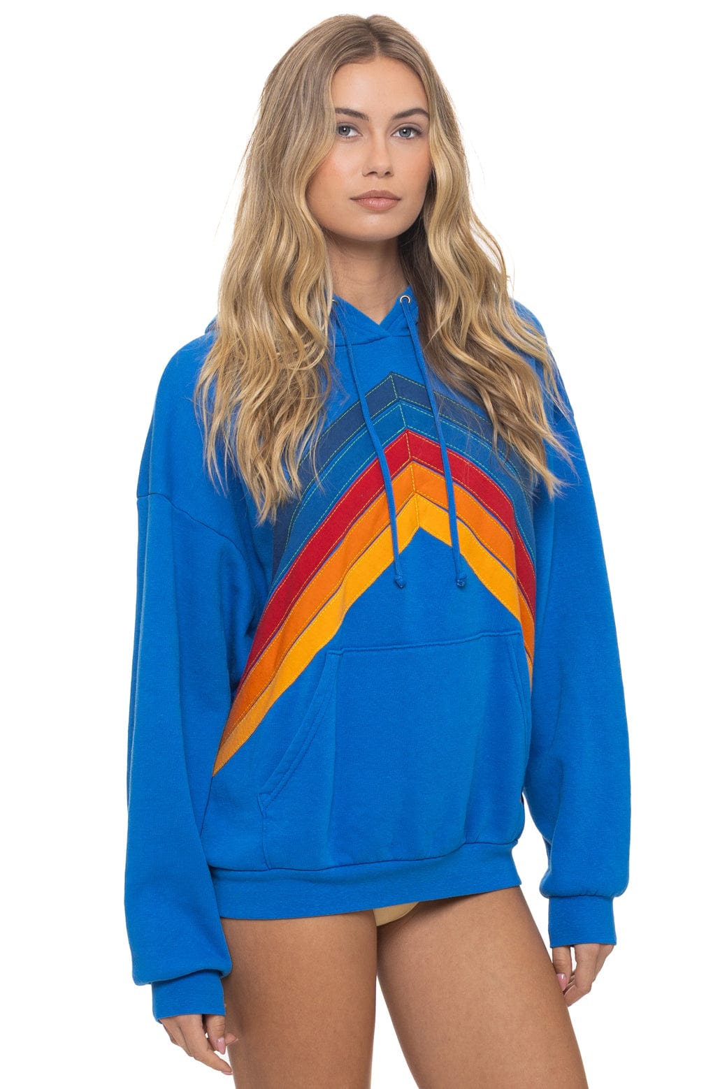 Retro MOUNTAIN STITCH CHEVRON PULLOVER HOODIE RELAXED - ADVENTURE BLUE