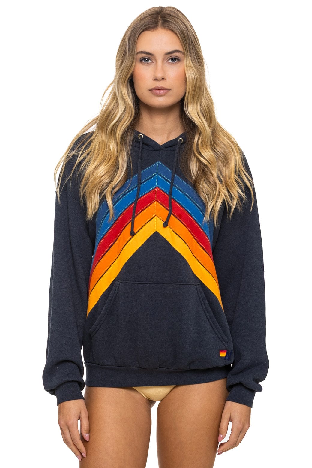 Retro MOUNTAIN STITCH CHEVRON PULLOVER HOODIE RELAXED - CHARCOAL