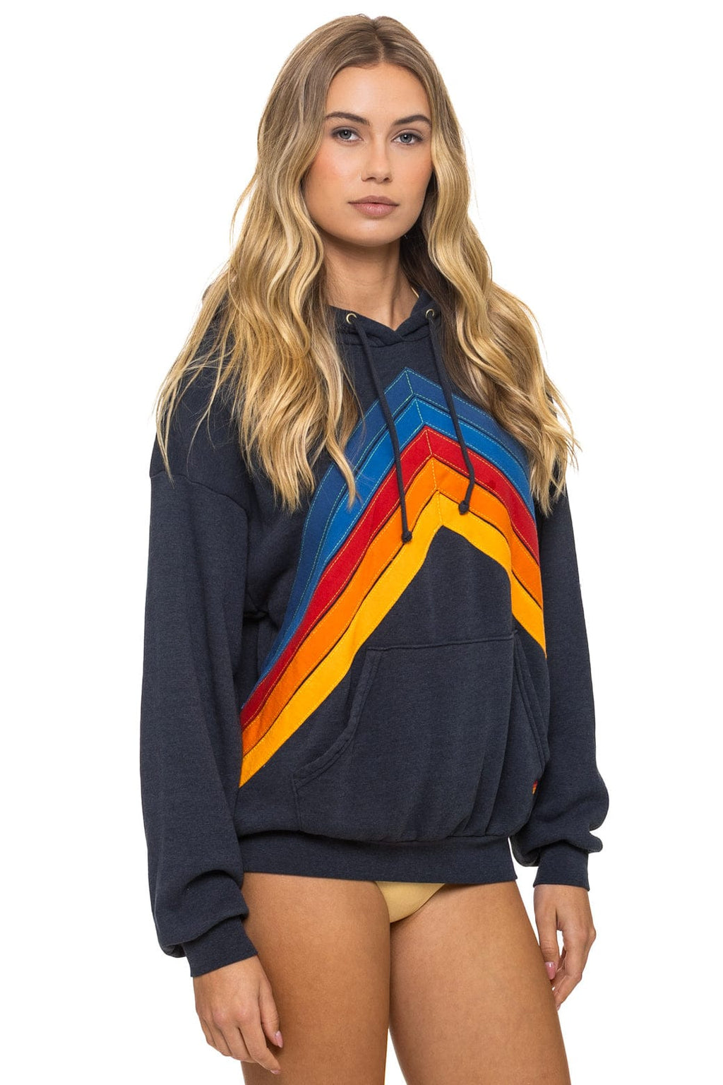 Retro MOUNTAIN STITCH CHEVRON PULLOVER HOODIE RELAXED - CHARCOAL