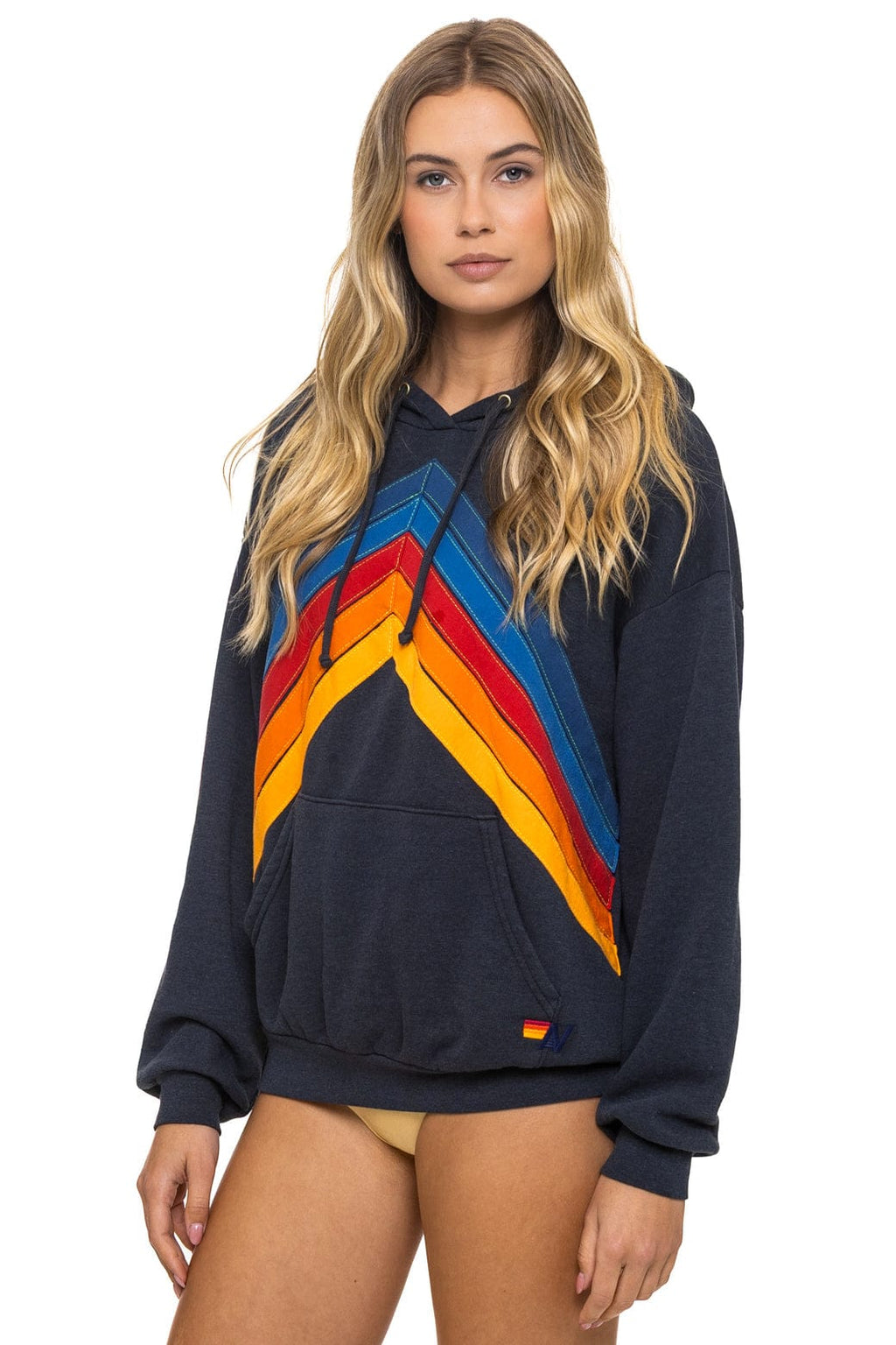 Retro MOUNTAIN STITCH CHEVRON PULLOVER HOODIE RELAXED - CHARCOAL