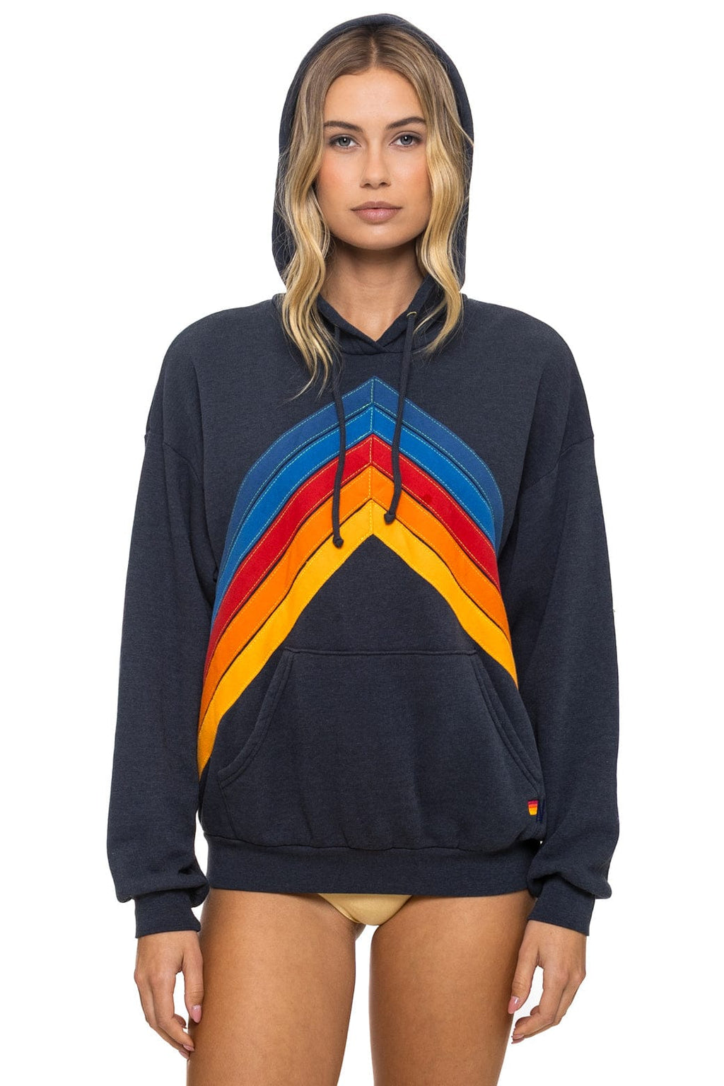 Retro MOUNTAIN STITCH CHEVRON PULLOVER HOODIE RELAXED - CHARCOAL