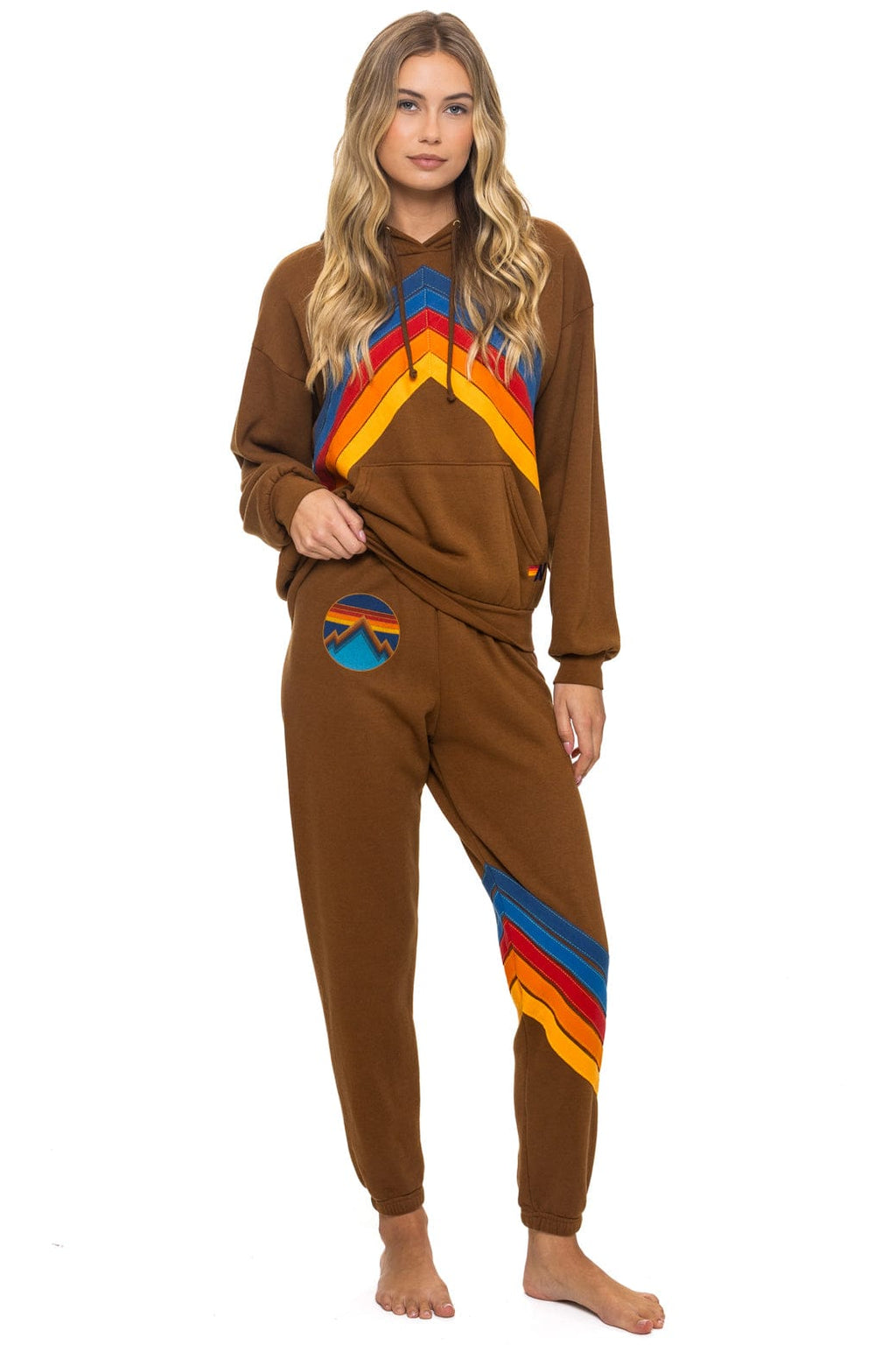 Retro MOUNTAIN STITCH CHEVRON PULLOVER HOODIE RELAXED - CINNAMON