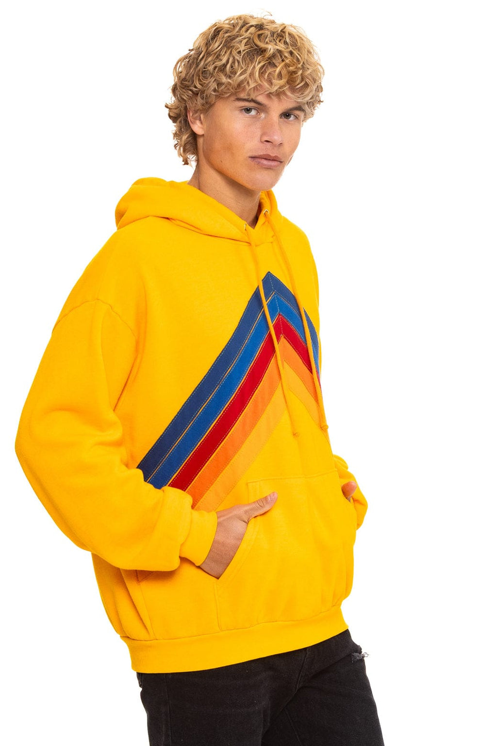 Retro MOUNTAIN STITCH CHEVRON PULLOVER HOODIE RELAXED - GOLD